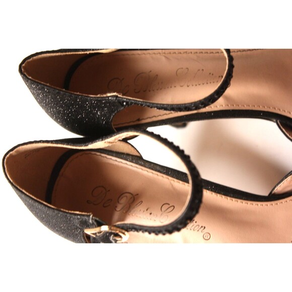 De Blossom Bejeweled Rhinestone Platform Stiletto Ballroom Wedding Black Sz 8.5 - Picture 5 of 8